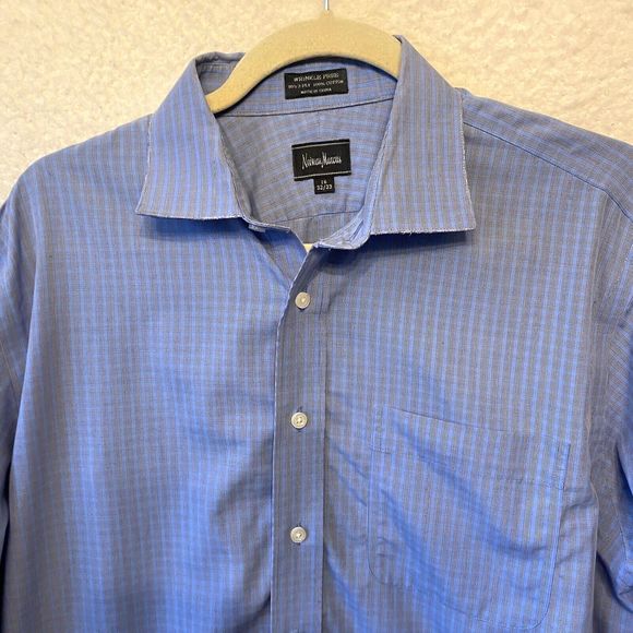 Neiman Marcus long sleeve button‎ down mens plaid shirt Size 16 32/33 Cotton - Picture 2 of 10